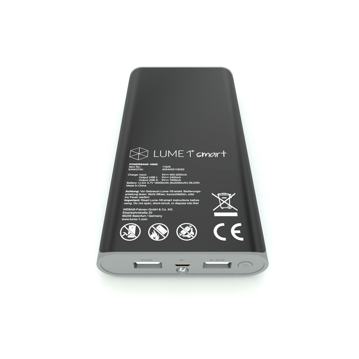 Lume-1 Akku Powerbank Rückseite