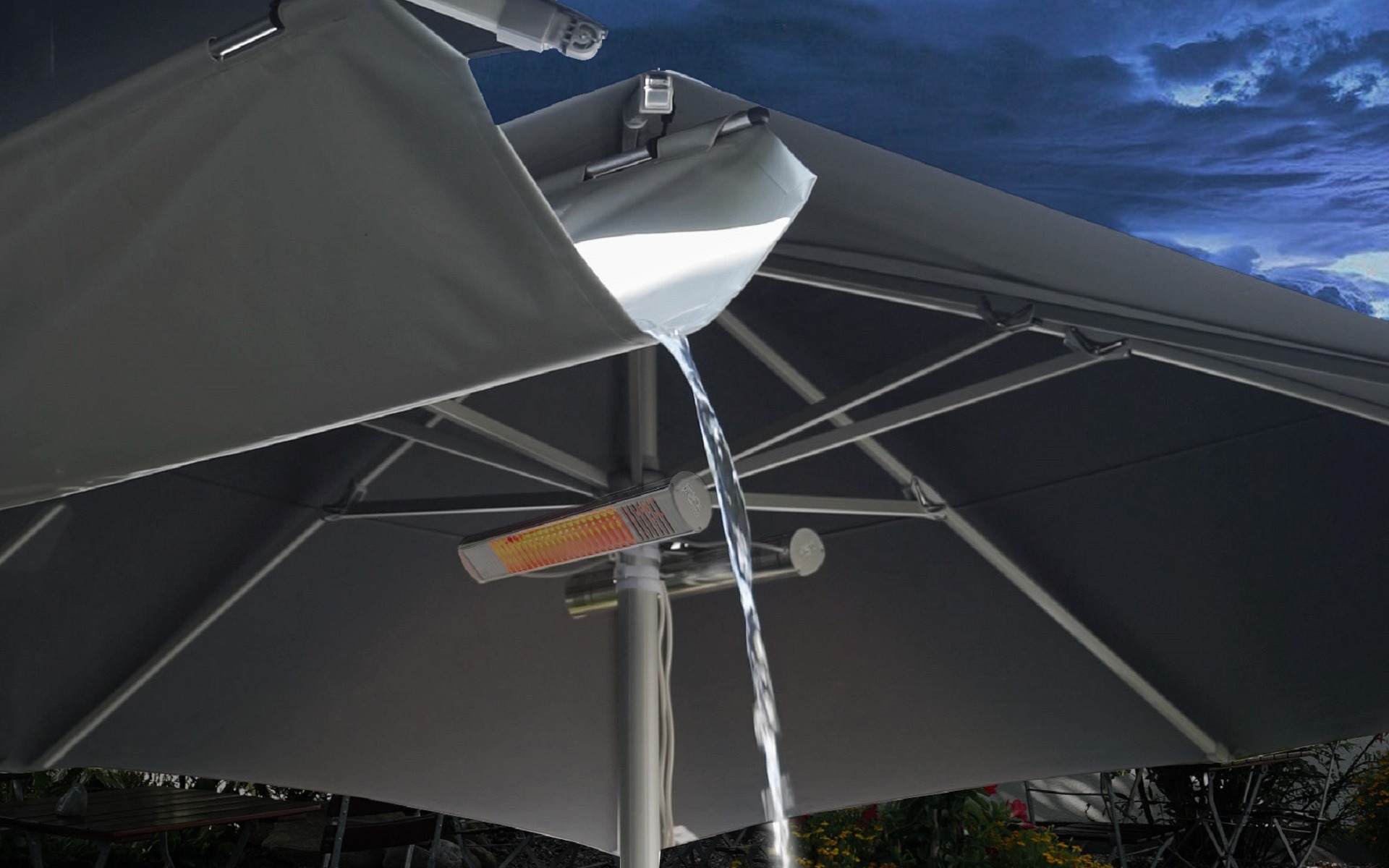 Regenrinne mit Stabilisierungsstäben - WEBA Sonnenschirme