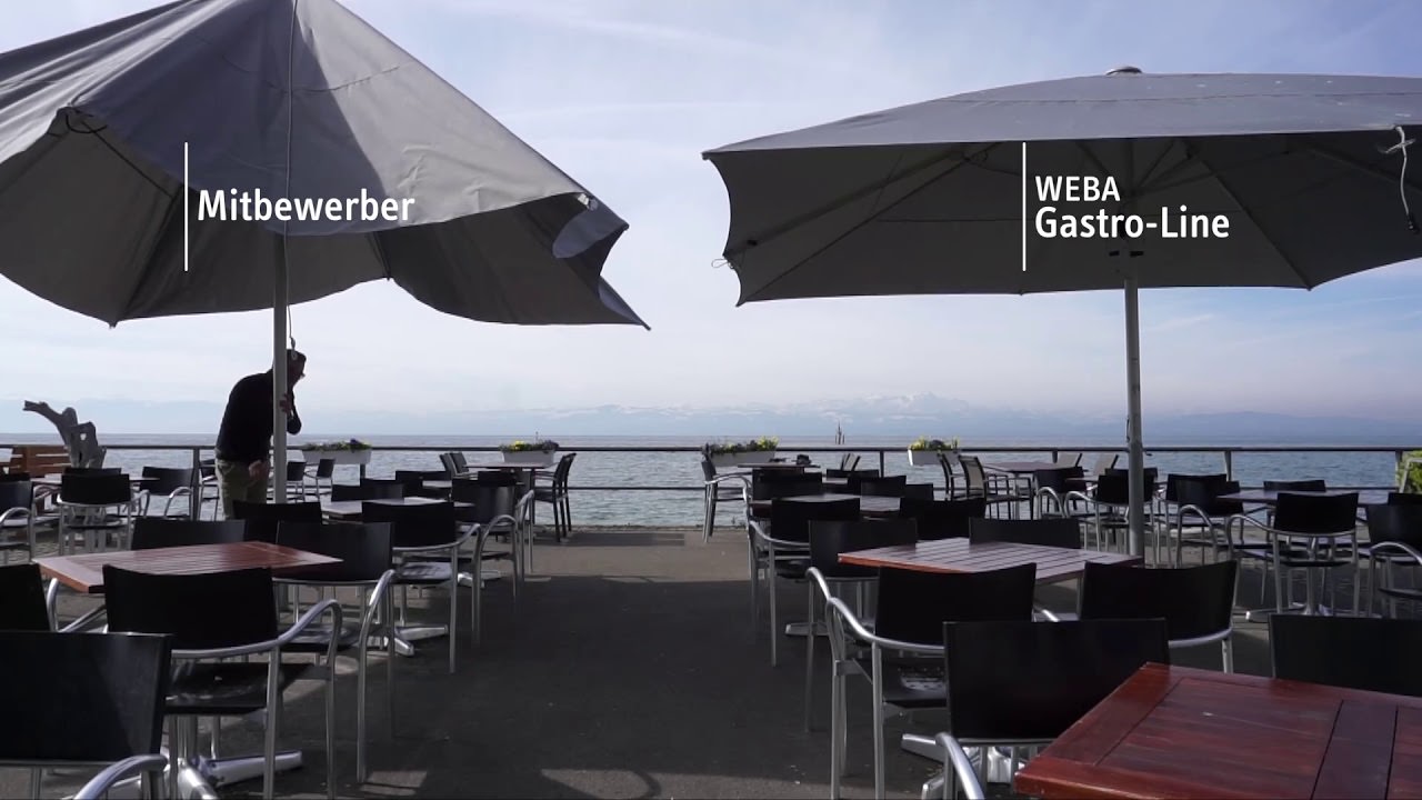 Vergleichsbild der WEBA Gastroline Sonnenschirme gegenüber der Mittbewerber.