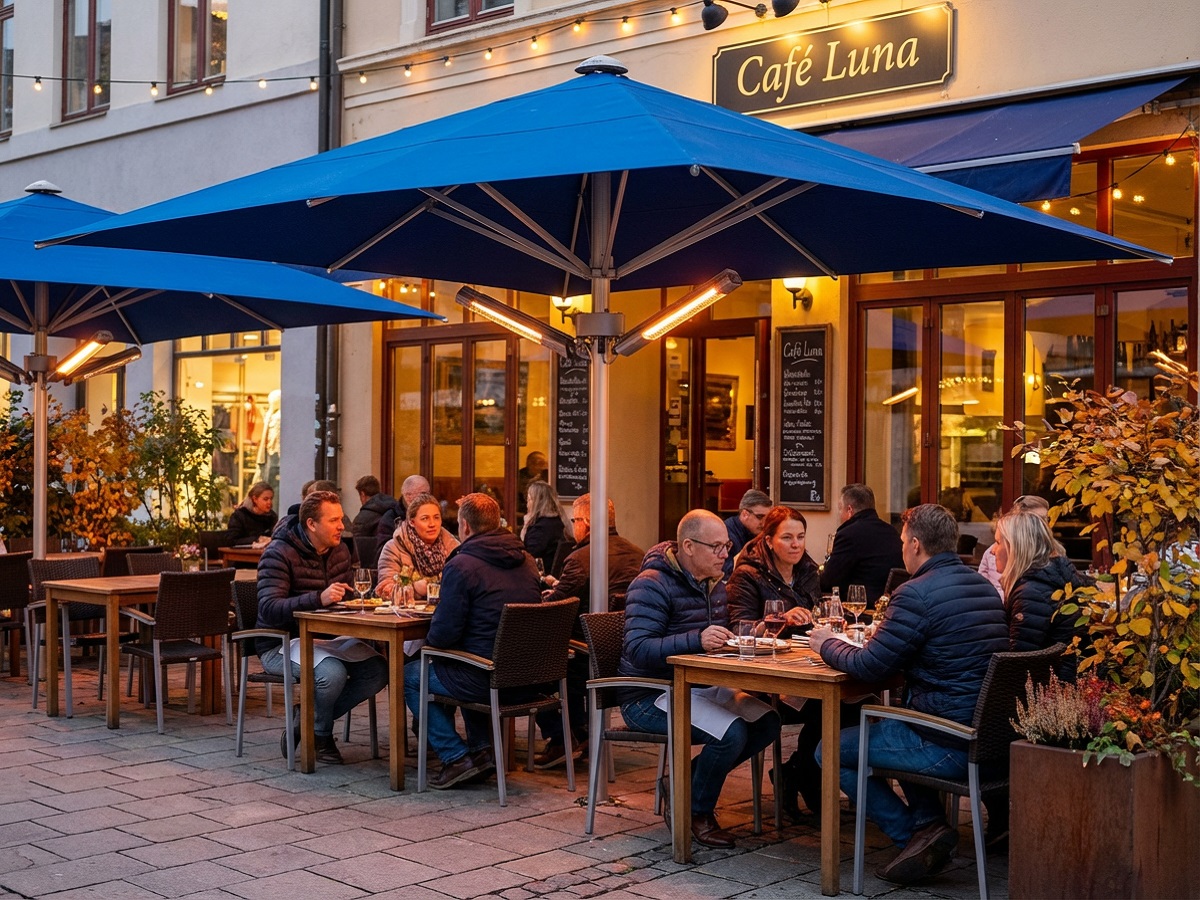 Infrarot Wärmestrahler vor einem Restraurant