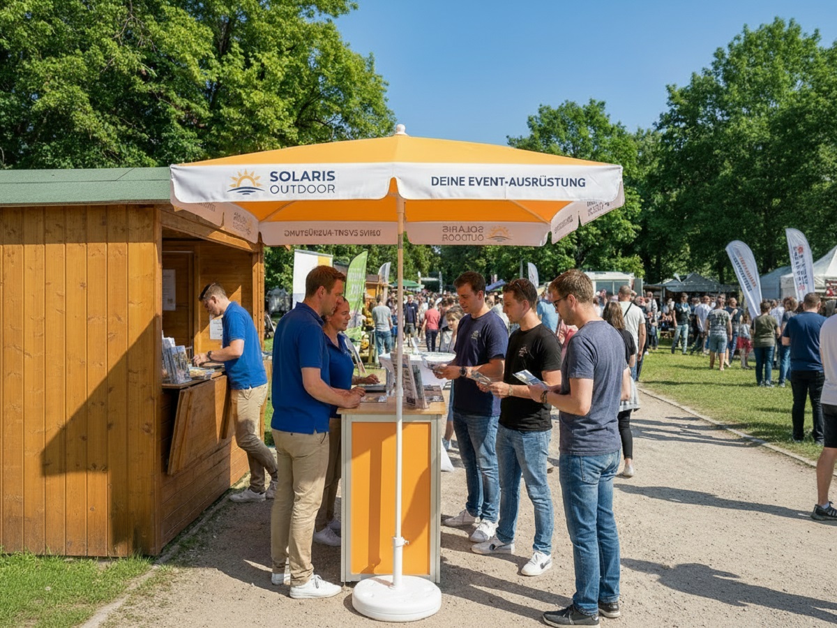 Werbe Line Sonnenschirm auf Outdoormesse