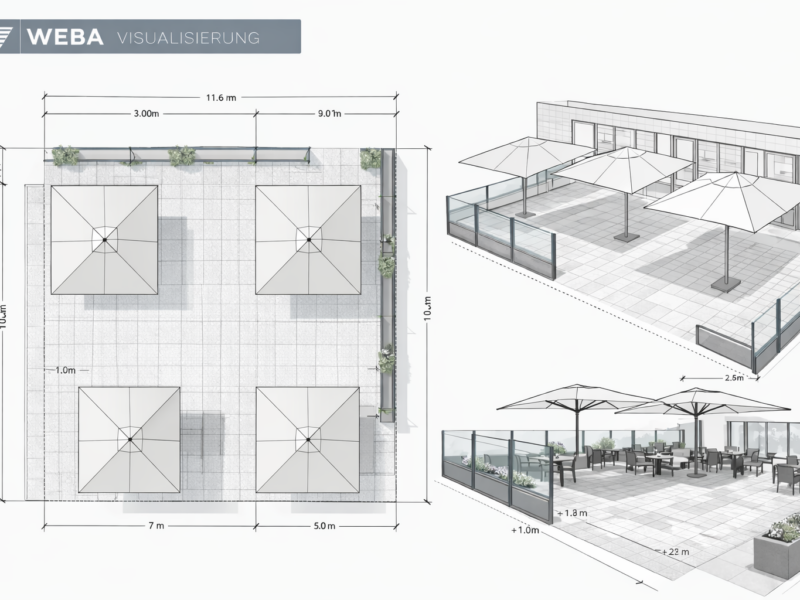 Technische Visualisierung Sonnenschirme WEBA